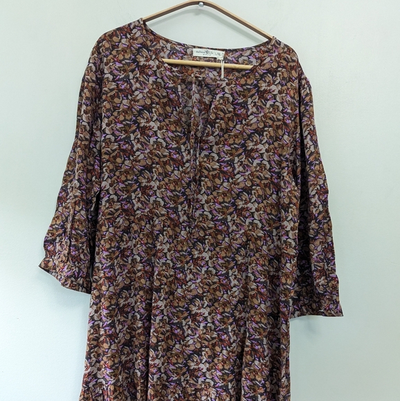 Natural Life Sage Floral Tiered Maxi Dress L/XL - Picture 4 of 11